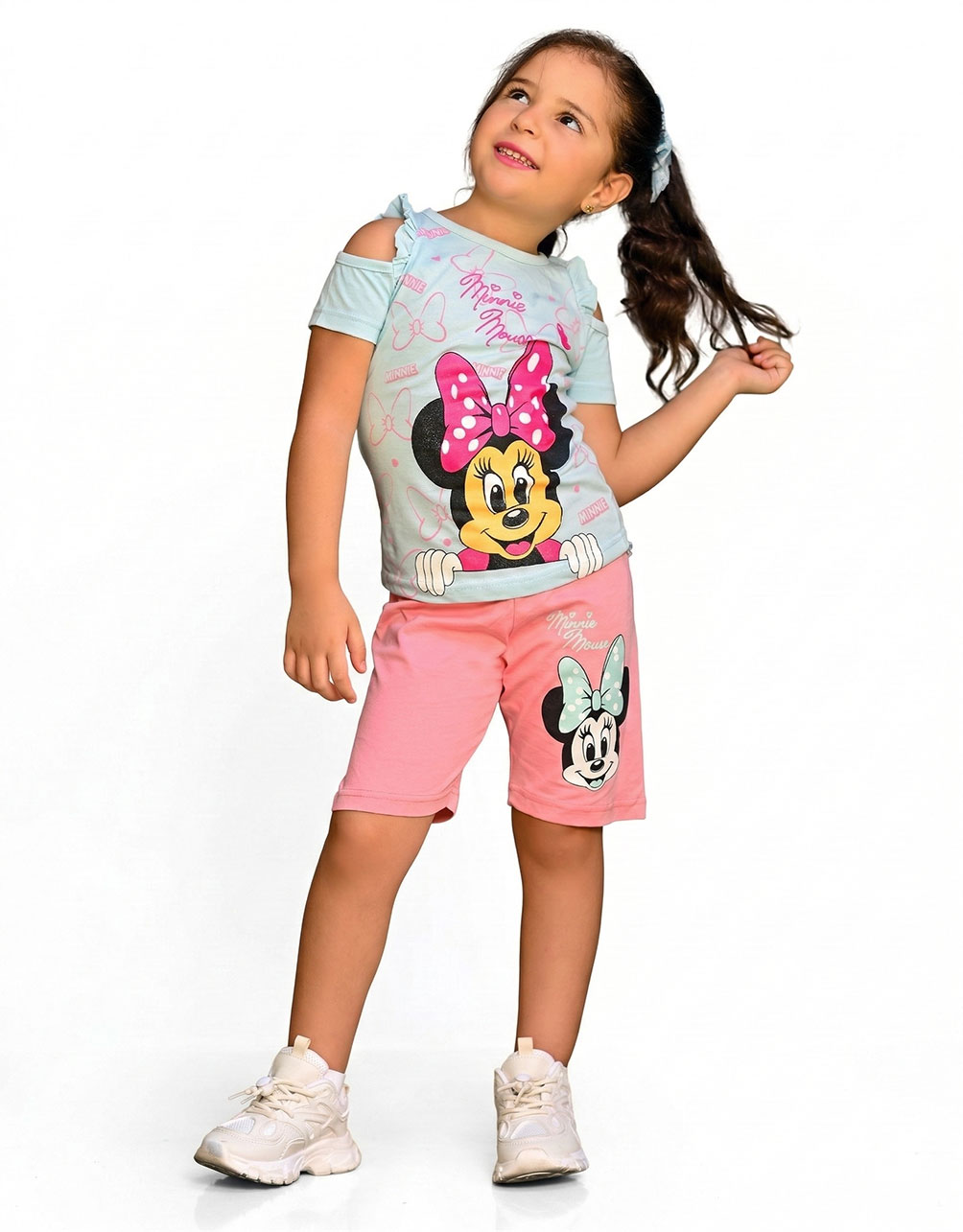 wab1 Minnie Mouse Girls' Cotton T-Shirt 100% Cotton - Image 1