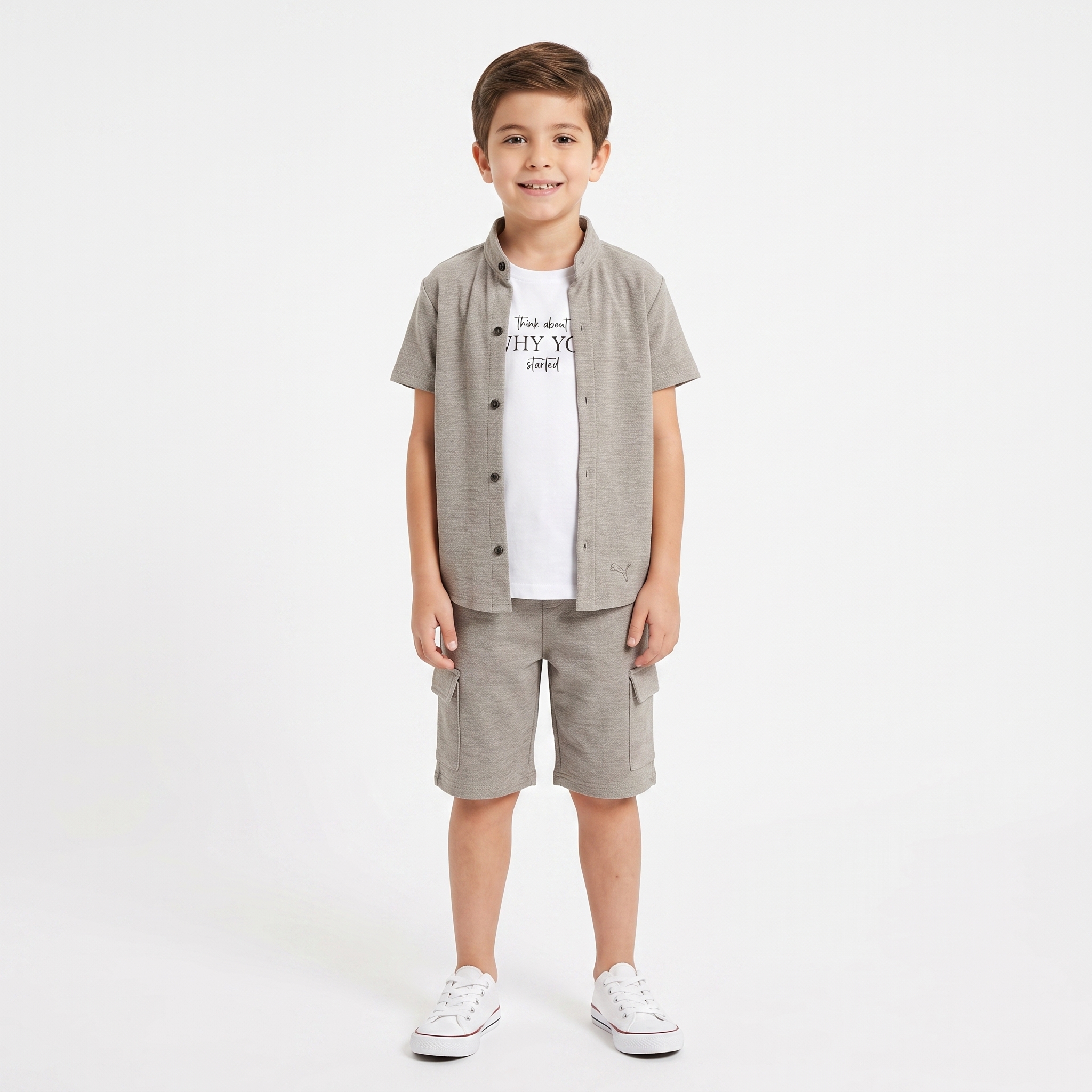 ولد_يرتدي_طقم_وحذاء_2K_202607111104 Boys' 3-Piece Cotton Outfit Set - Image 1